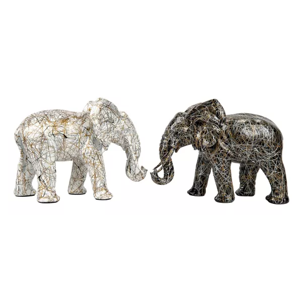 Set de 2 Statues décoratives en résine ELEPHANT GRAFFITIS (H33/L26 cm) (noir, beige)