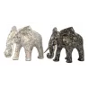 Set de 2 Statues décoratives en résine ELEPHANT GRAFFITIS (H33/L26 cm) (noir, beige)