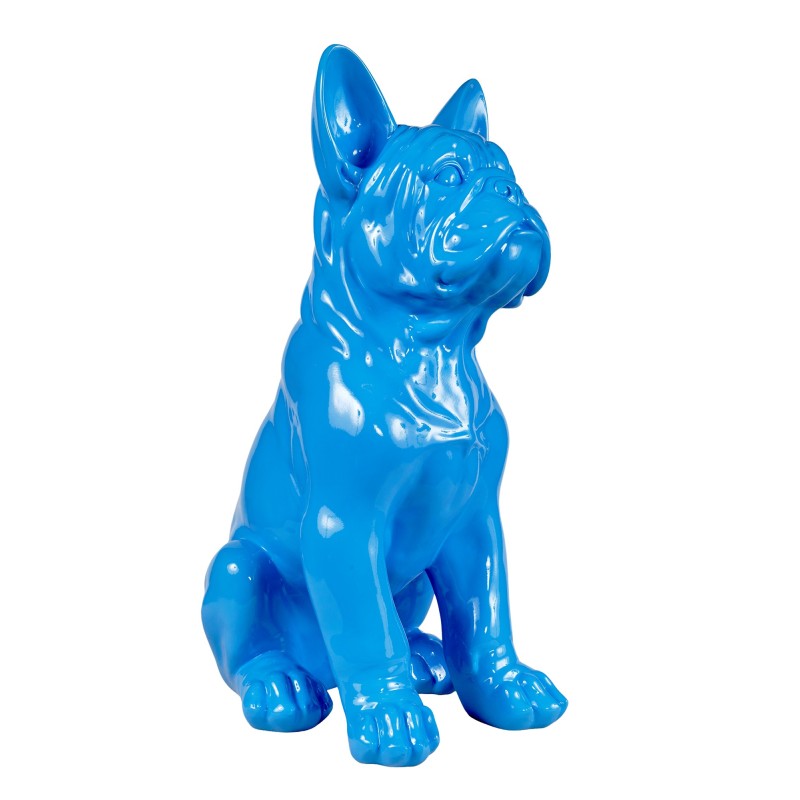 Statue décorative en résine BULLDOG ASSIS (H58 cm / L36 cm) (bleu)