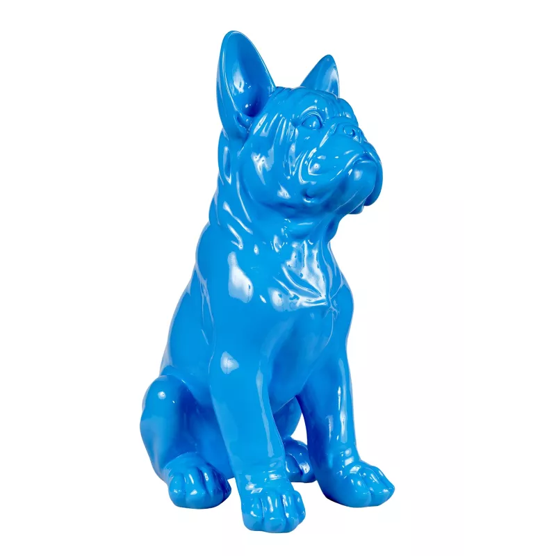 Estatua decorativa de resina BULLDOG SEATED (H58 cm / L36 cm) (azul)