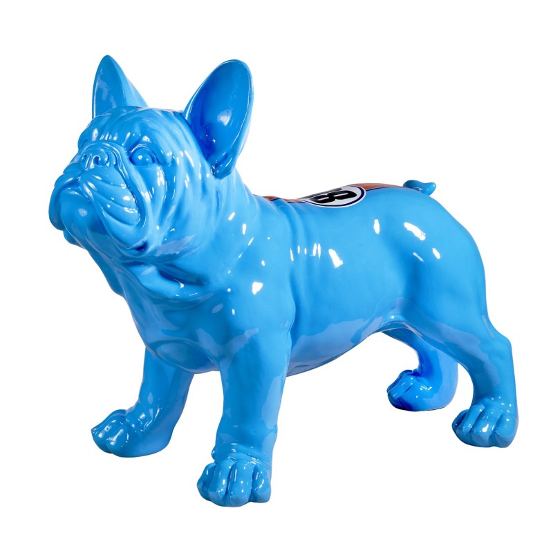 Statue décorative en résine BULLDOG DEBOUT (H45 cm / L57 cm) (bleu)