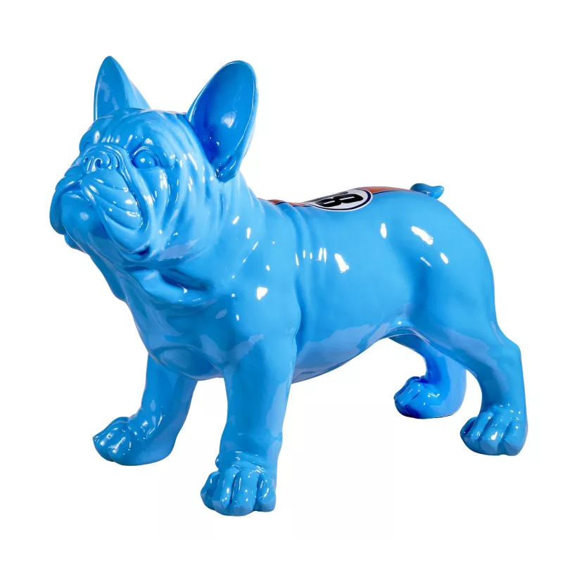 Decorative resin statue BULLDOG STANDING (H45 cm / L57 cm) (blue)