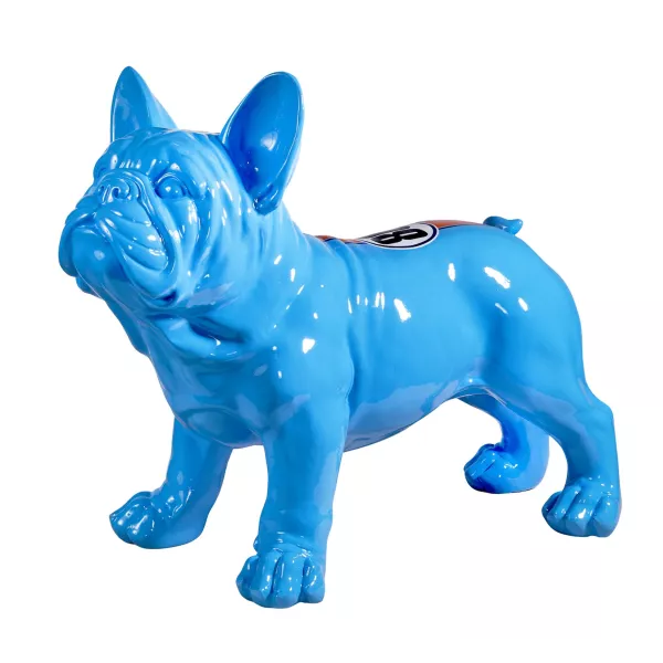 Statue décorative en résine BULLDOG DEBOUT (H45 cm / L57 cm) (bleu)