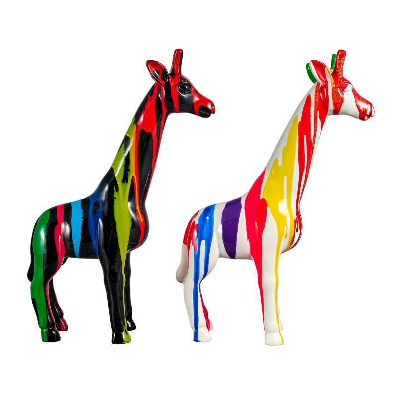 Set de 2 Statues décoratives en résine GIRAFONS (H35 cm) (multicolore)