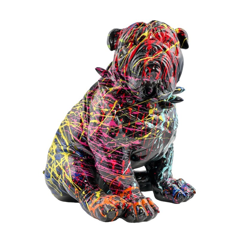 Statue décorative en résine BULLDOG SPLASH ASSIS (H40 cm) (noir)