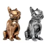 Set de 2 Statues décoratives en résine DUO CHIENS BULLDOG (H36 cm) (bronze, argent)