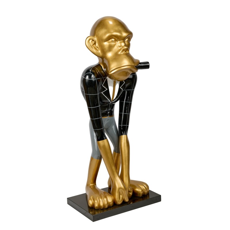 Dekorative Harzstatue BILL MAJORDORME (H140 cm) (grau, schwarz, gold)