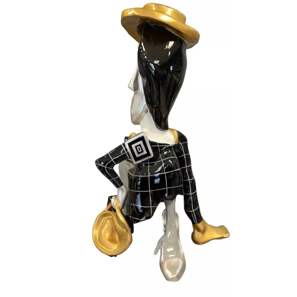 Decorative resin statue PHILEON BUTLER (H60 cm) (grey, black, gold)