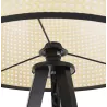 Lampadaire trépied en bois noir et rotin MAXOU (naturel)