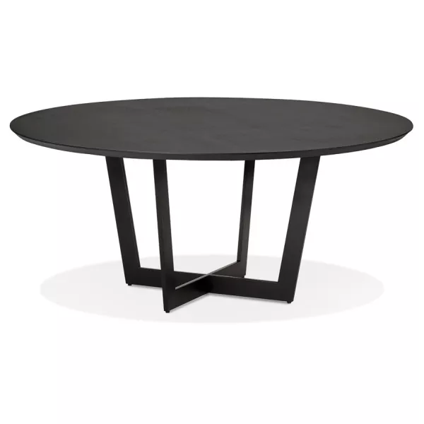 Table à manger ronde design pied noir WANNY (Ø 140 cm) (noir)