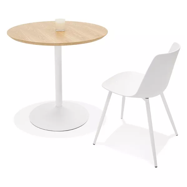 Table à manger ronde design pied blanc SHORTY (Ø 80 cm) (naturel)