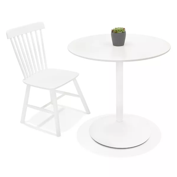 Table à manger ronde design pied blanc CHARLINE (Ø 80 cm) (blanc)