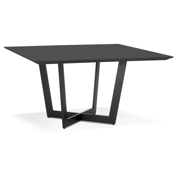 Table à manger design en bois et métal EMILIE (noir) (140x140 cm)