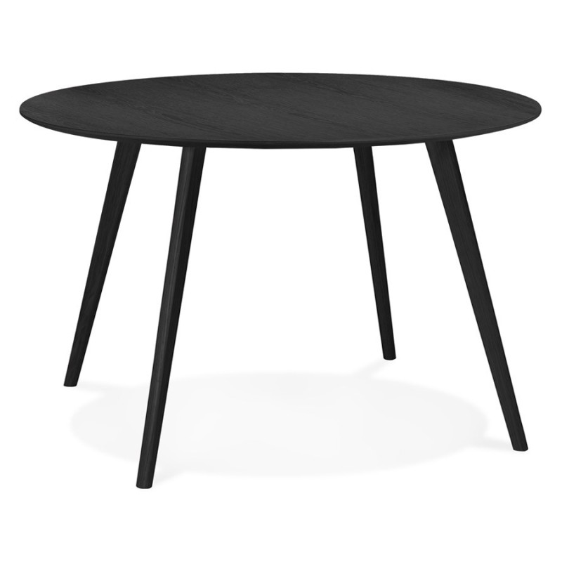 Table à manger industrielle en bois MILLET (Ø 120 cm) (noir)