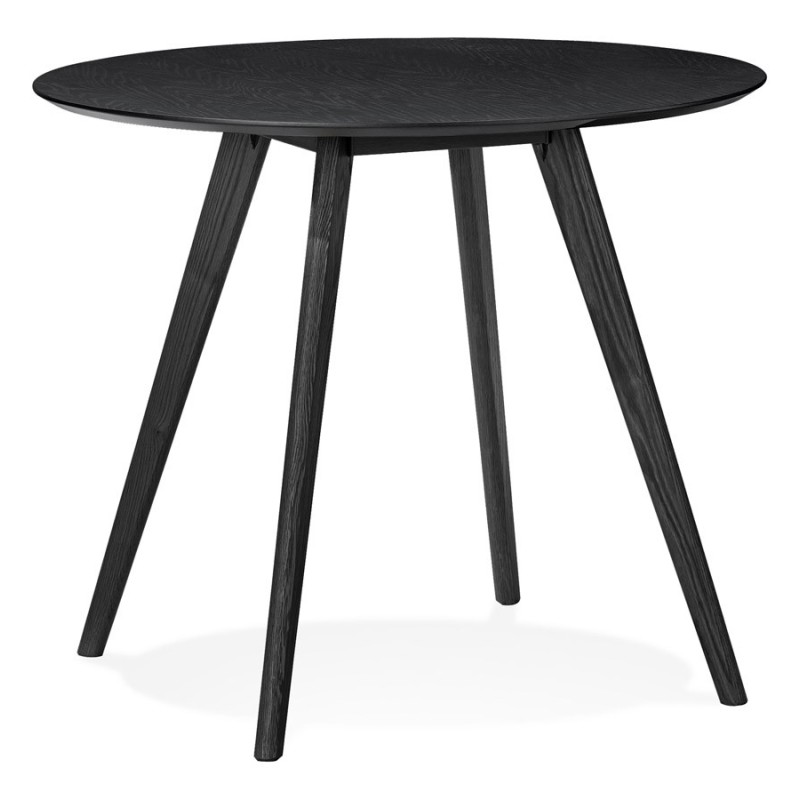 Table à manger ronde design industriel ALICIA (Ø 90 cm) (noir) à associer à Tables Empilables Pour Un Gain De Place