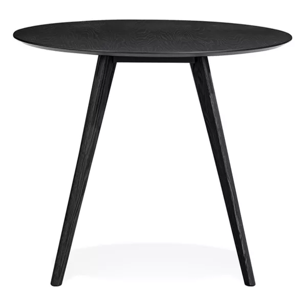 Mesa de comedor redonda diseño industrial ALICIA (Ø 90 cm) (negro) asociarse con Mesas plegables prácticas y robustas