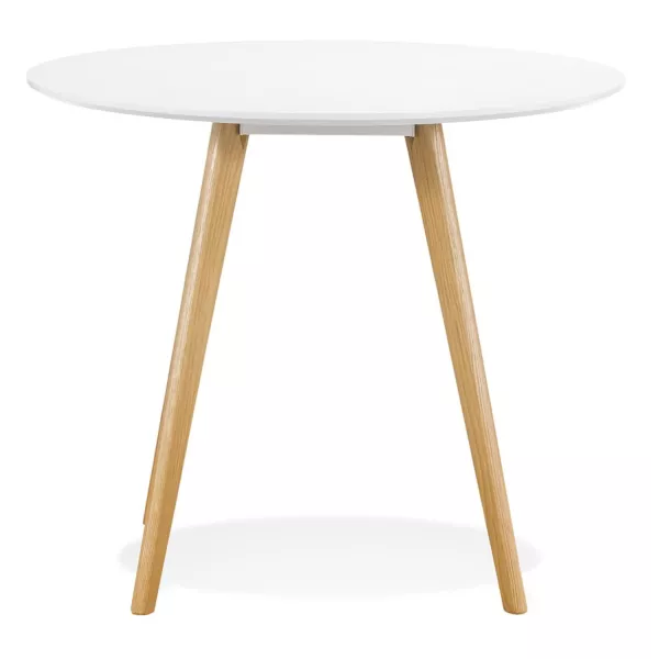 Table à manger ronde design scandinave ALICIA (Ø 90 cm) (blanc)