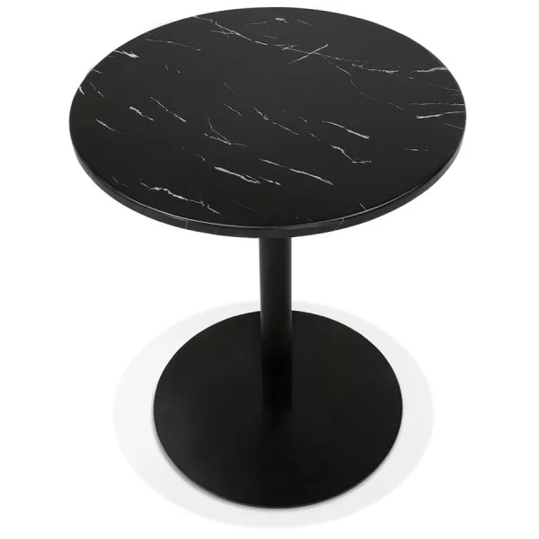 Table d'appoint design ronde effet marbre GASTON (Ø 60 cm) (noir)