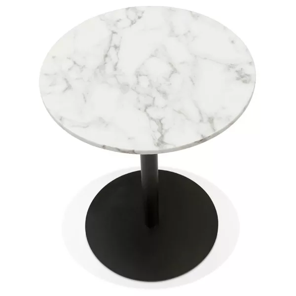 Table d'appoint design ronde effet marbre GASTON (Ø 60 cm) (blanc)