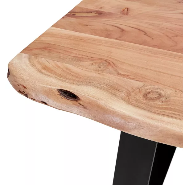 Table à manger en bois massif d'acacia LANA (90x160 cm) (finition naturel)