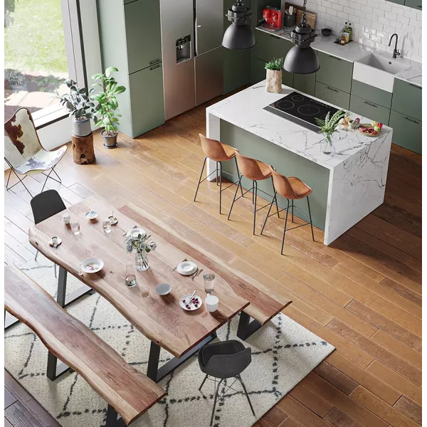 Table à manger en bois massif d'acacia LANA (90x160 cm) (finition naturel)