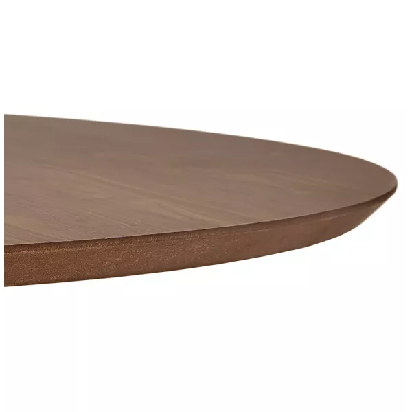 Table à manger ronde design pied noir WANNY (Ø 120 cm) (noyer)