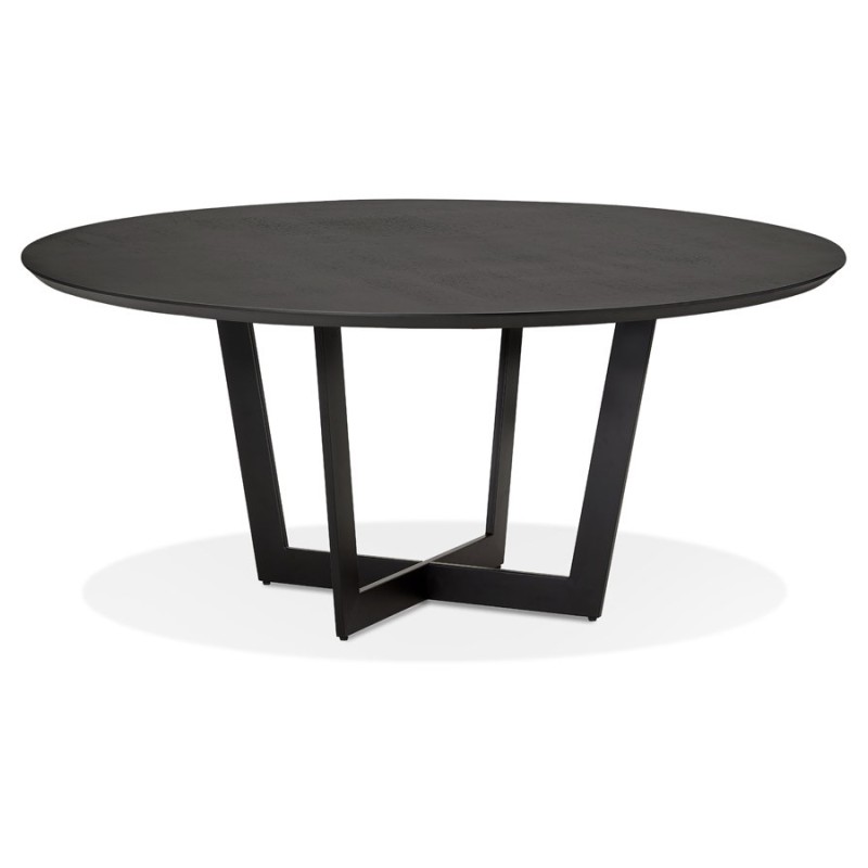 Table à manger ronde design pied noir WANNY (Ø 120 cm) (noir)