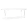 Table à manger extensible en bois et pied métal blanc ISAAC (120-220x120 cm) (blanc mat)