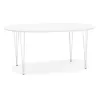 Table à manger extensible en bois et pied métal blanc ISAAC (120-220x120 cm) (blanc mat)