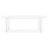 Table à manger extensible en bois et pied métal blanc ISAAC (120-220x120 cm) (blanc mat)