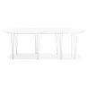 Table à manger extensible en bois et pied métal blanc ISAAC (120-220x120 cm) (blanc mat)