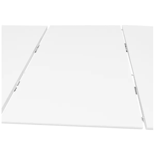 Table à manger extensible en bois et pied métal blanc ISAAC (120-220x120 cm) (blanc mat)