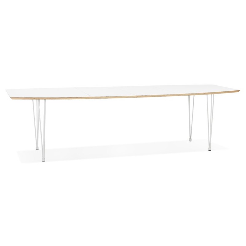 Table à manger extensible en bois et pieds métal blanc MARIE (170-270x100 cm) (blanc)