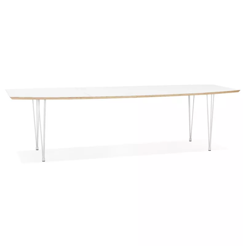 Table à manger extensible en bois et pieds métal blanc MARIE (170-270x100 cm) (blanc)