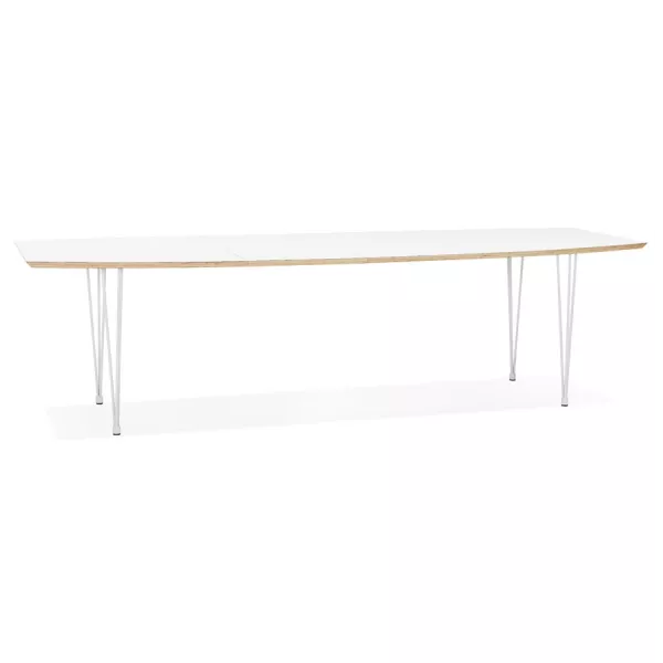 Table à manger extensible en bois et pieds métal blanc MARIE (170-270x100 cm) (blanc)