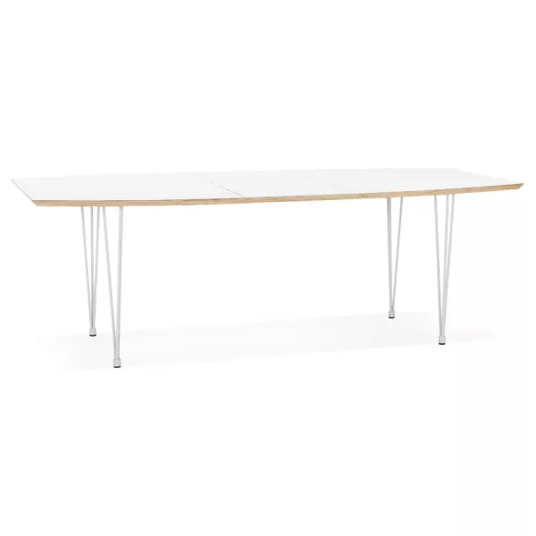 Table à manger extensible en bois et pieds métal blanc MARIE (170-270x100 cm) (blanc)