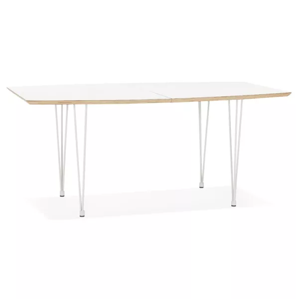 Table à manger extensible en bois et pieds métal blanc MARIE (170-270x100 cm) (blanc)