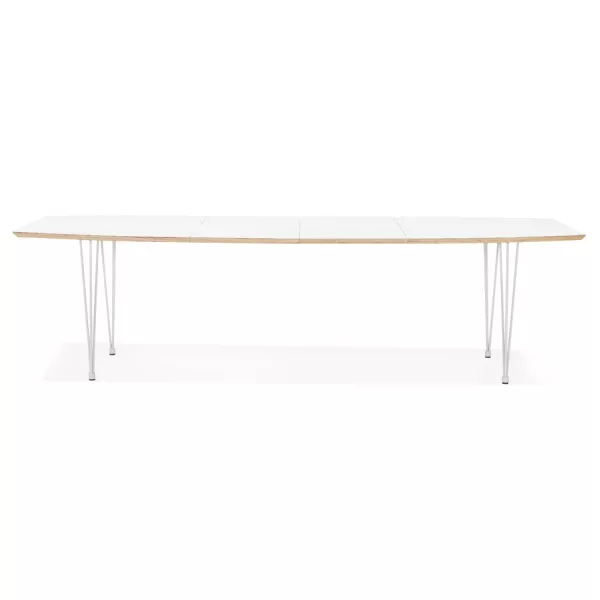 Table à manger extensible en bois et pieds métal blanc MARIE (170-270x100 cm) (blanc)