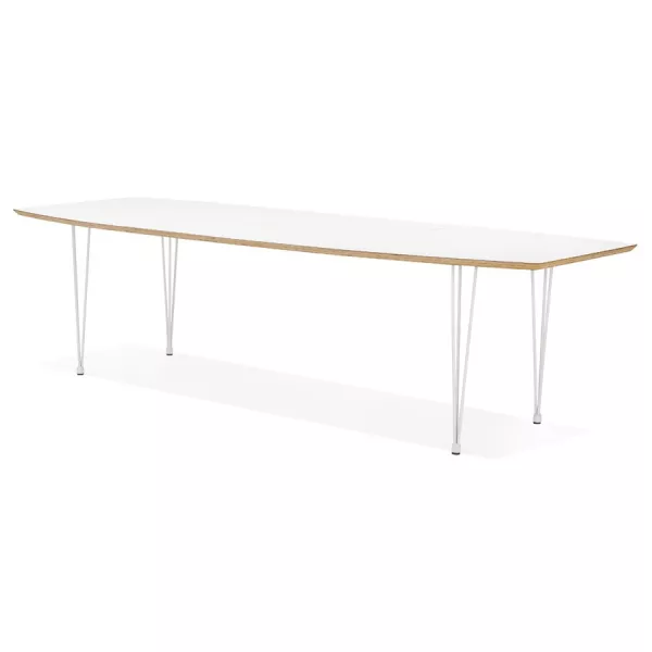 Table à manger extensible en bois et pieds métal blanc MARIE (170-270x100 cm) (blanc)