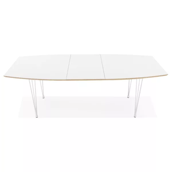 Table à manger extensible en bois et pieds métal blanc MARIE (170-270x100 cm) (blanc)