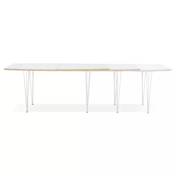 Table à manger extensible en bois et pieds métal blanc MARIE (170-270x100 cm) (blanc)