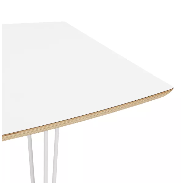 Table à manger extensible en bois et pieds métal blanc MARIE (170-270x100 cm) (blanc)