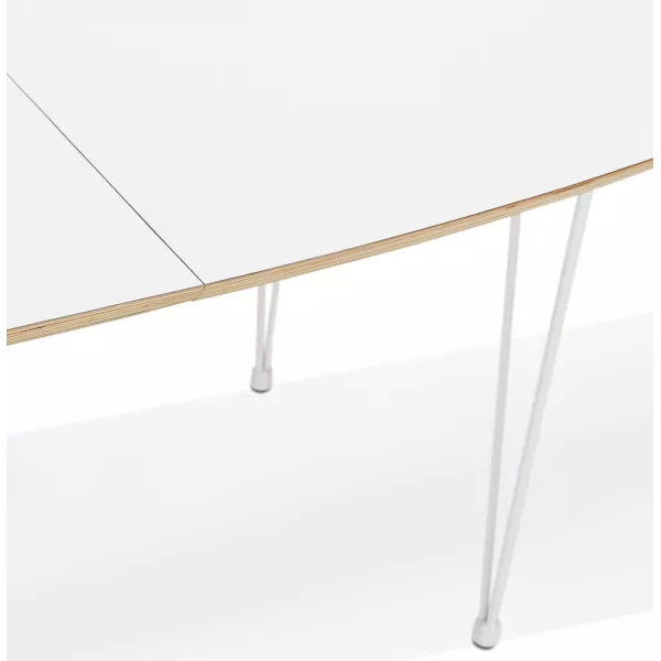 Table à manger extensible en bois et pieds métal blanc MARIE (170-270x100 cm) (blanc)