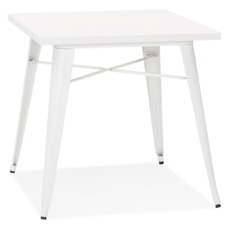 Table à manger industrielle carré ALBANE (76x76 cm) (blanc)