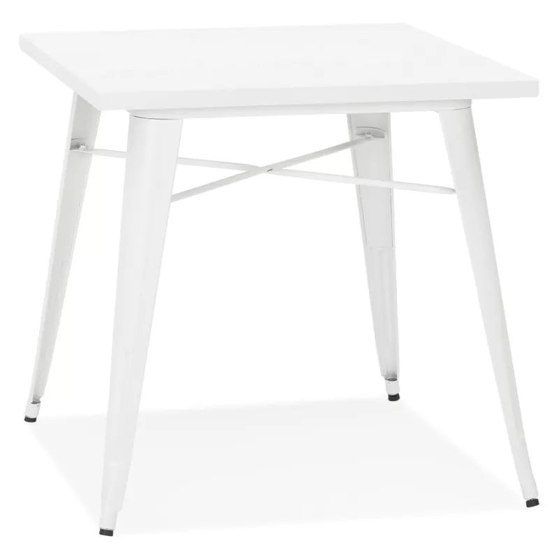 Table à manger industrielle carré ALBANE (76x76 cm) (blanc)