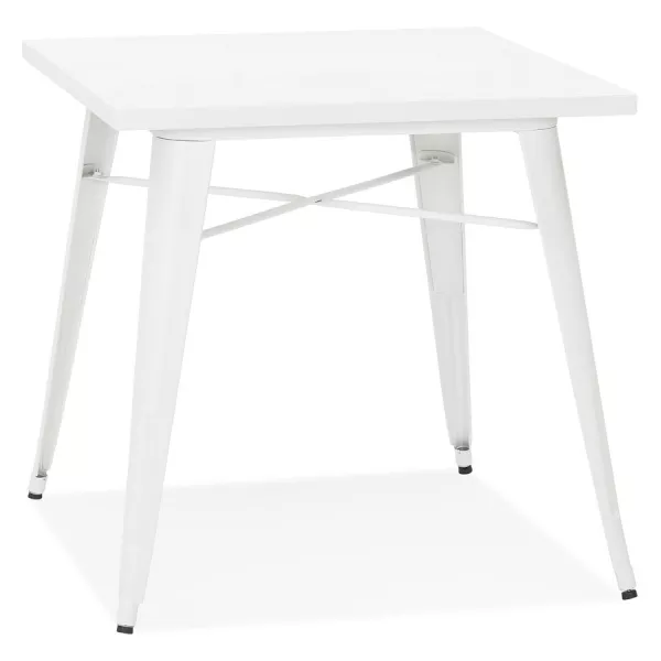 Table à manger industrielle carré ALBANE (76x76 cm) (blanc)