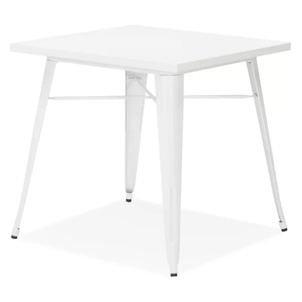 Table à manger industrielle carré ALBANE (76x76 cm) (blanc)