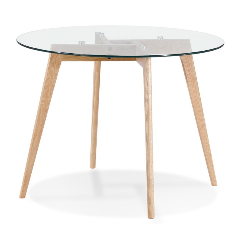 Round glass dining table JALAN (Ø 100 cm) (transparent) to associate with Contemporary Leather Tables