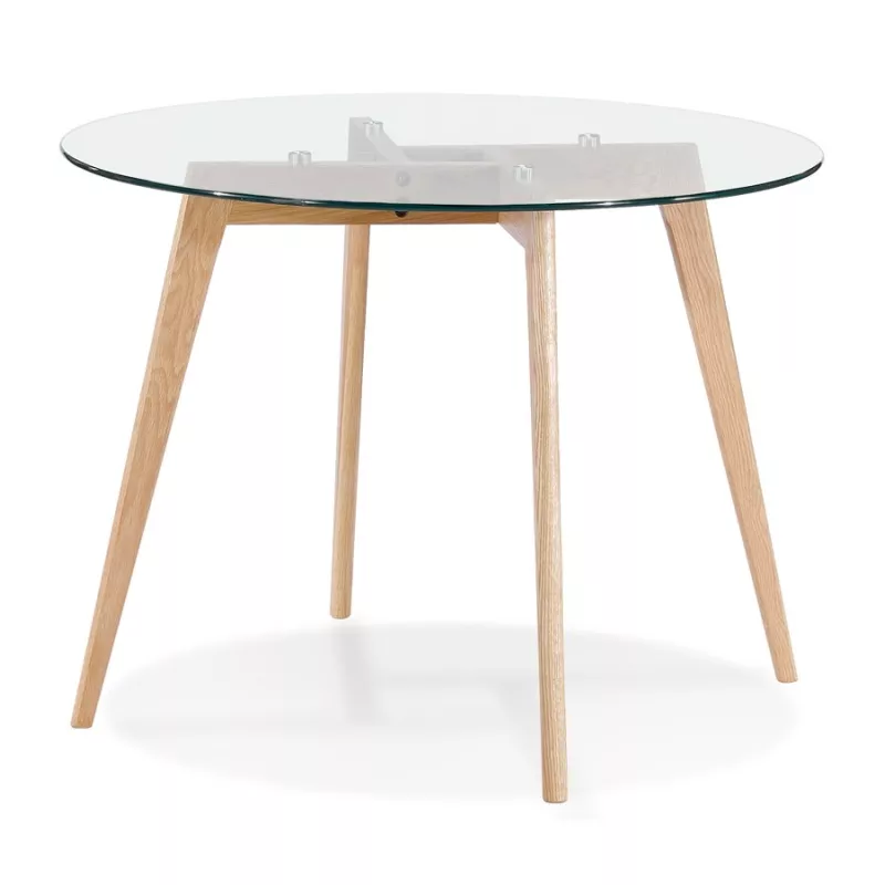 Round glass dining table JALAN (Ø 100 cm) (transparent) to associate with Contemporary Leather Tables