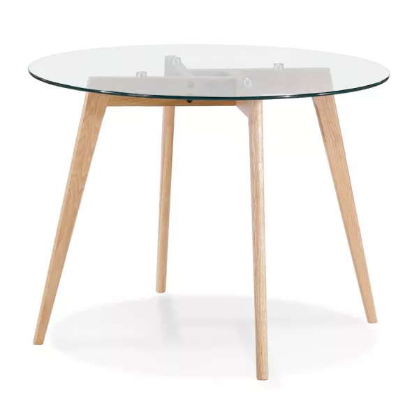 Round glass dining table JALAN (Ø 100 cm) (transparent) to associate with Contemporary Leather Tables